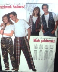 6872 COOL UNISEX PATCHWORK SHAPE VEST,CASUAL PANTS PATTERN XS-XL
